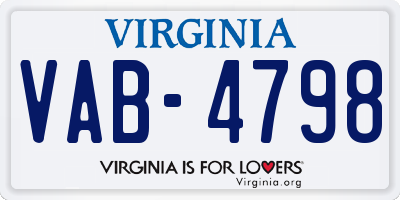 VA license plate VAB4798