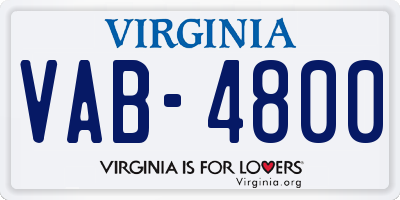 VA license plate VAB4800
