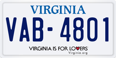 VA license plate VAB4801