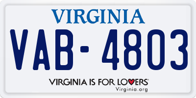 VA license plate VAB4803