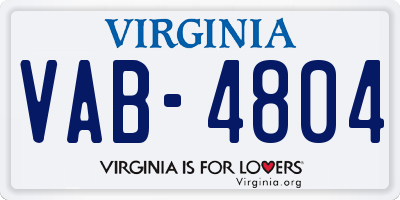 VA license plate VAB4804
