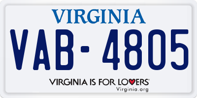 VA license plate VAB4805
