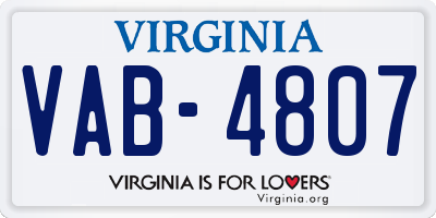 VA license plate VAB4807