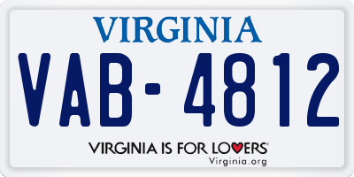 VA license plate VAB4812