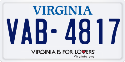 VA license plate VAB4817