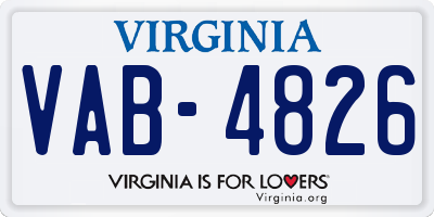 VA license plate VAB4826