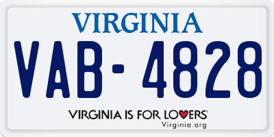 VA license plate VAB4828