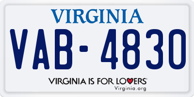 VA license plate VAB4830