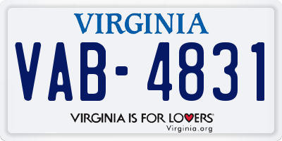 VA license plate VAB4831