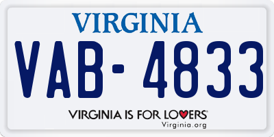 VA license plate VAB4833
