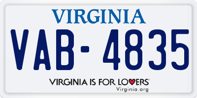 VA license plate VAB4835