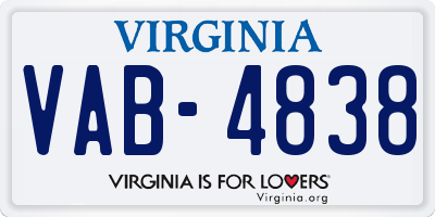 VA license plate VAB4838