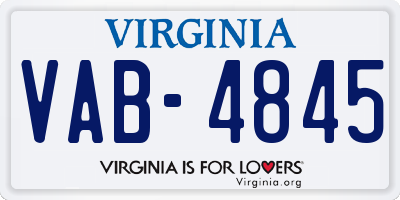VA license plate VAB4845