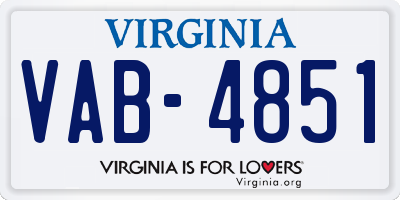 VA license plate VAB4851