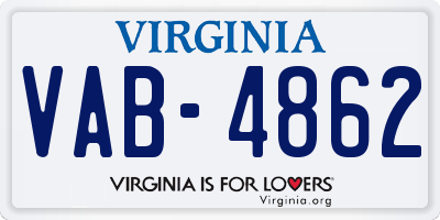 VA license plate VAB4862