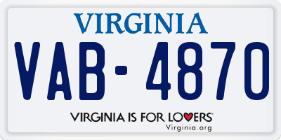 VA license plate VAB4870
