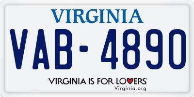 VA license plate VAB4890