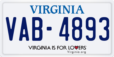 VA license plate VAB4893