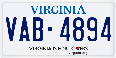 VA license plate VAB4894