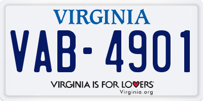 VA license plate VAB4901