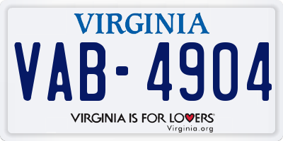 VA license plate VAB4904