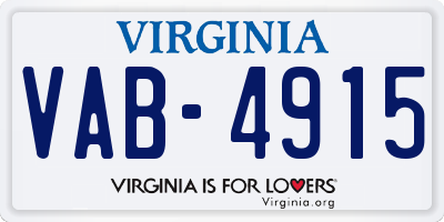 VA license plate VAB4915