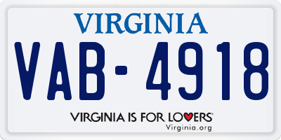 VA license plate VAB4918