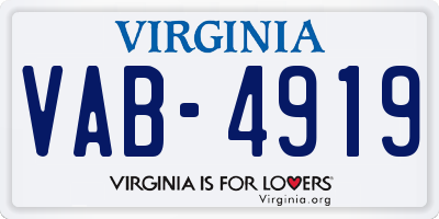 VA license plate VAB4919