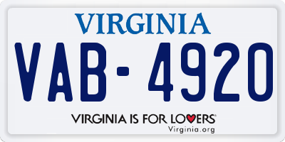 VA license plate VAB4920