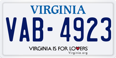 VA license plate VAB4923