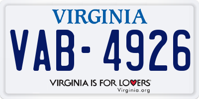 VA license plate VAB4926