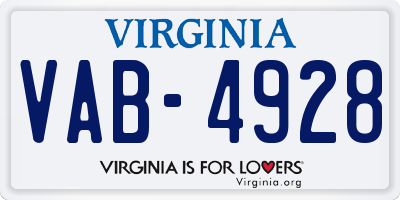 VA license plate VAB4928