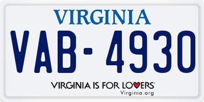 VA license plate VAB4930