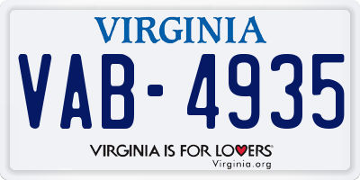VA license plate VAB4935