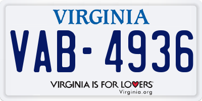 VA license plate VAB4936