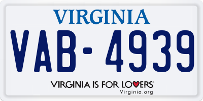 VA license plate VAB4939