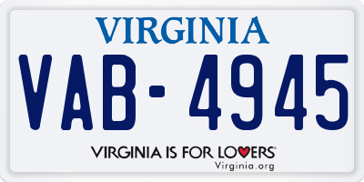 VA license plate VAB4945