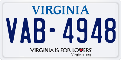 VA license plate VAB4948