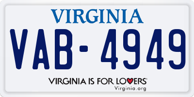 VA license plate VAB4949