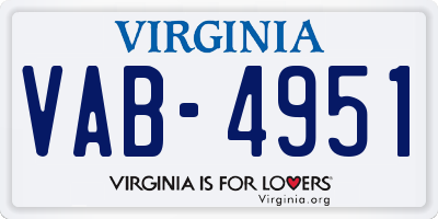 VA license plate VAB4951