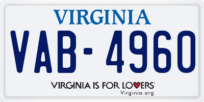 VA license plate VAB4960