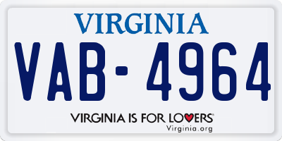 VA license plate VAB4964