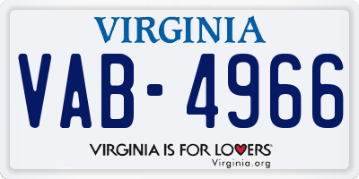 VA license plate VAB4966