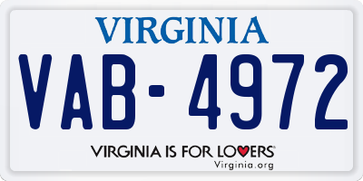 VA license plate VAB4972