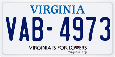 VA license plate VAB4973