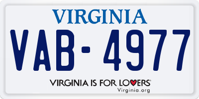 VA license plate VAB4977