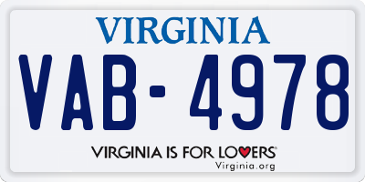 VA license plate VAB4978