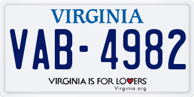 VA license plate VAB4982