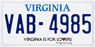 VA license plate VAB4985