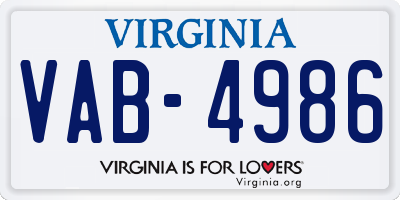 VA license plate VAB4986